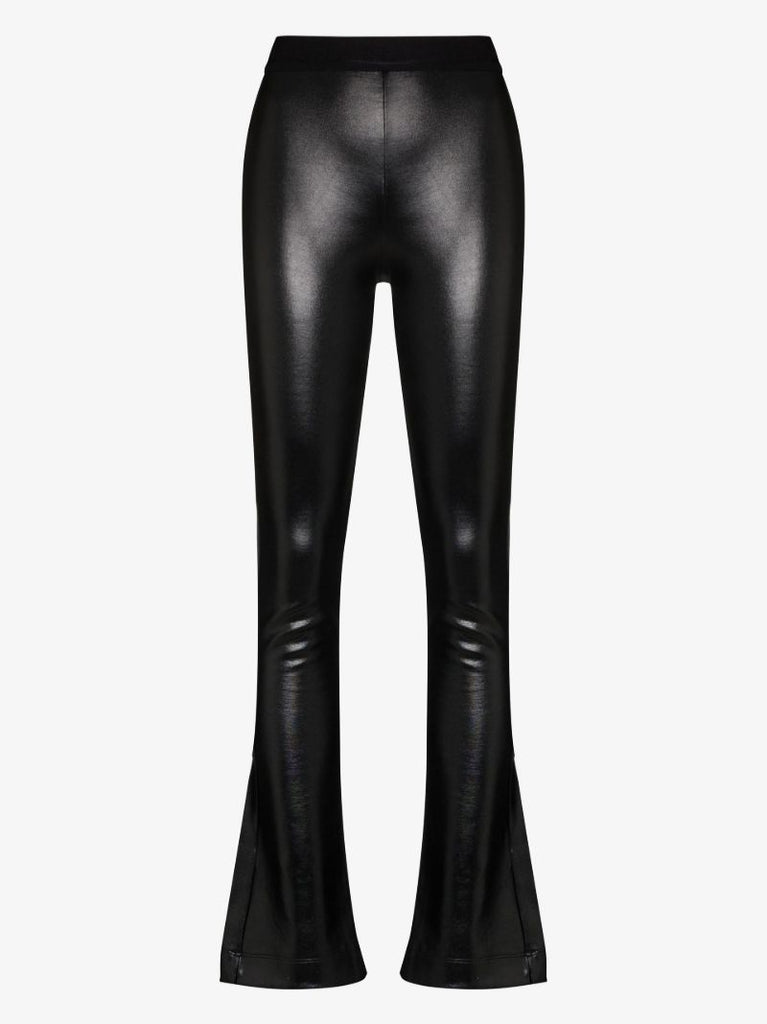 Black Lais Flared Faux Leather Leggings