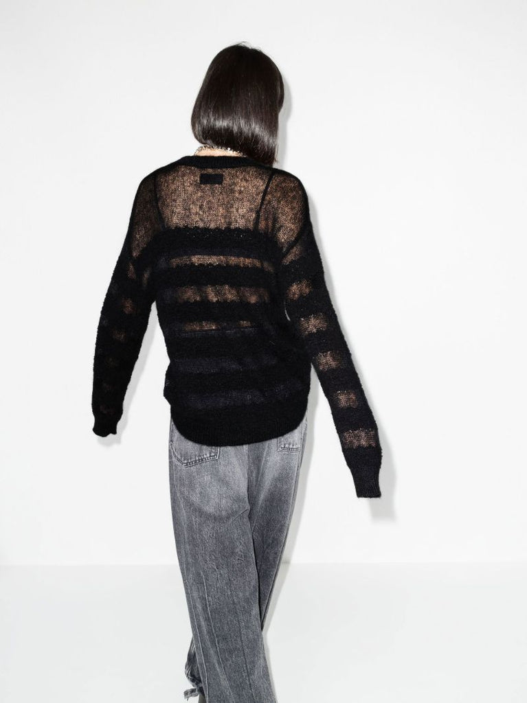 Black Agatha Striped Knitted Sweater