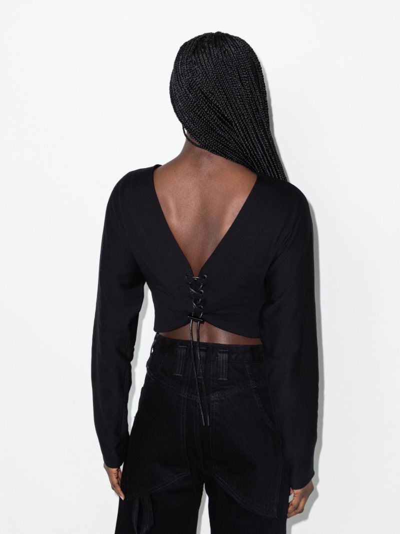 Black Josefa Cropped Cotton Top