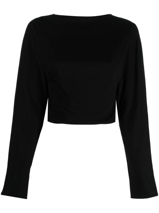 Black Josefa Cropped Cotton Top