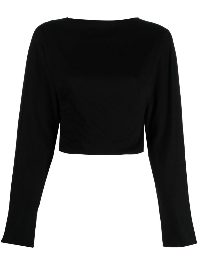 Black Josefa Cropped Cotton Top