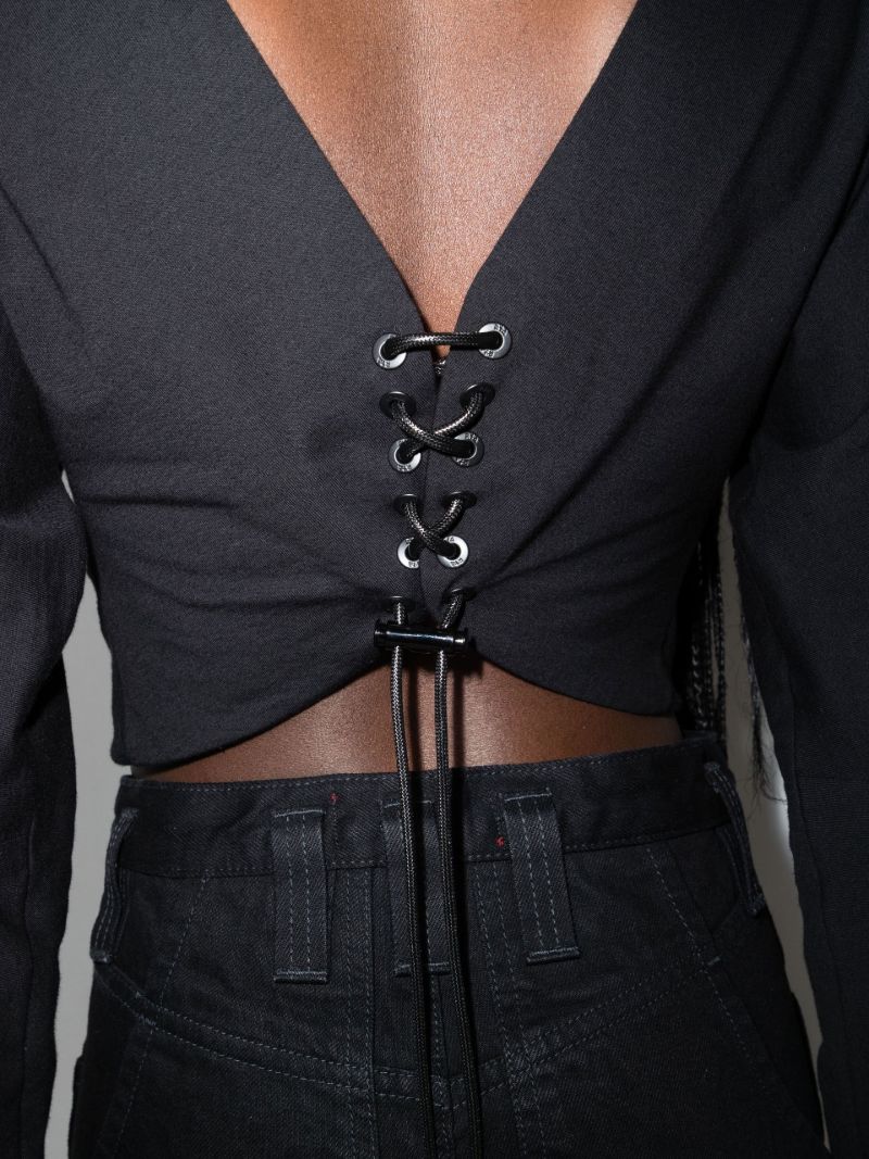 Black Josefa Cropped Cotton Top