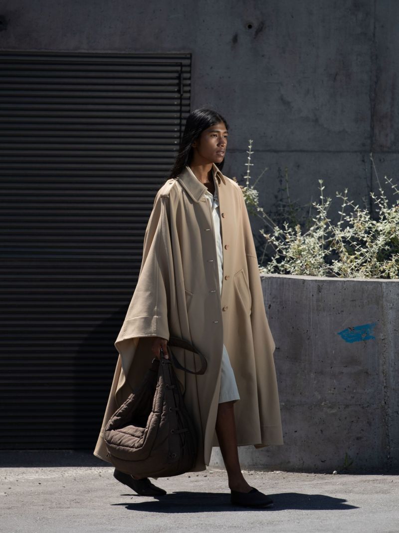 Neutral Belted Cape Trench Coat