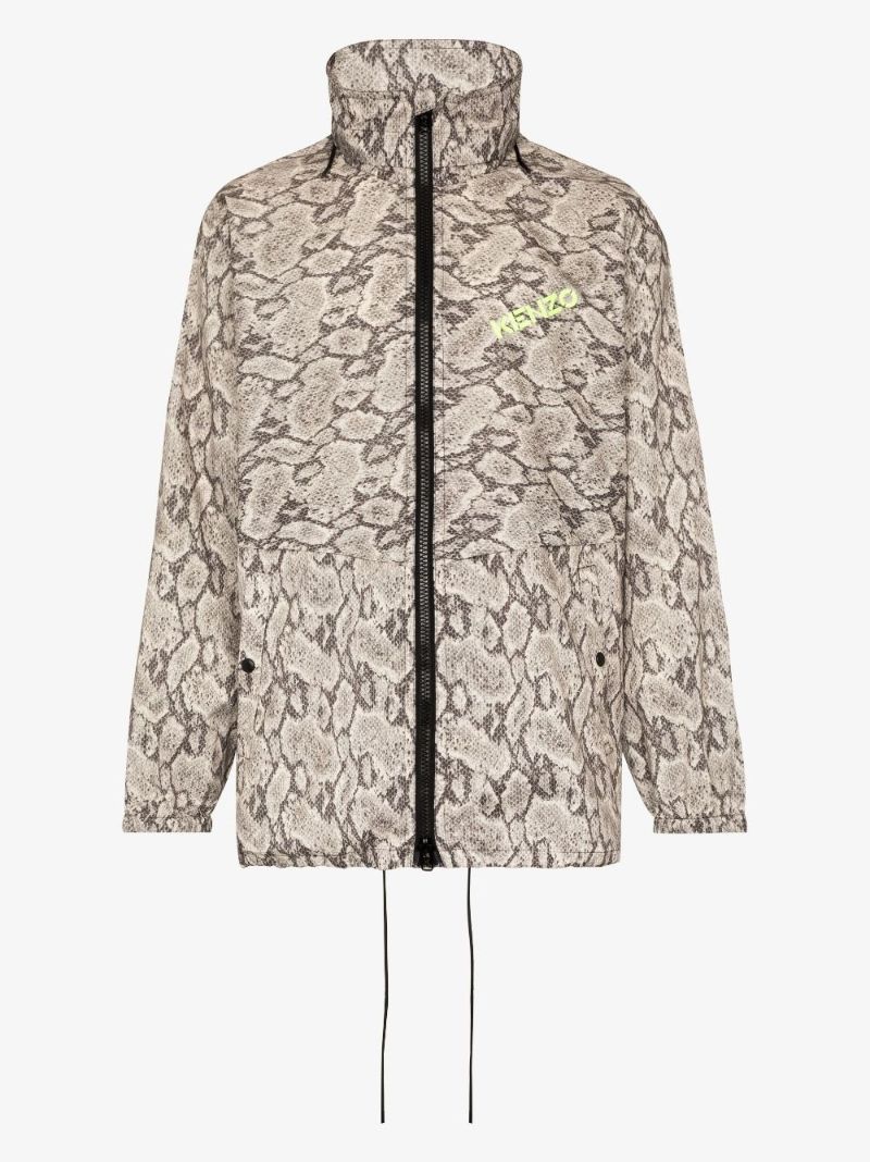Snakeskin Print Hooded Jacket