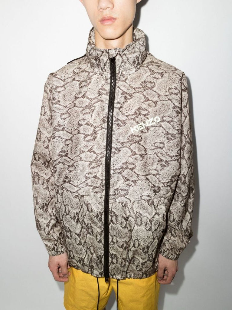 Snakeskin Print Hooded Jacket