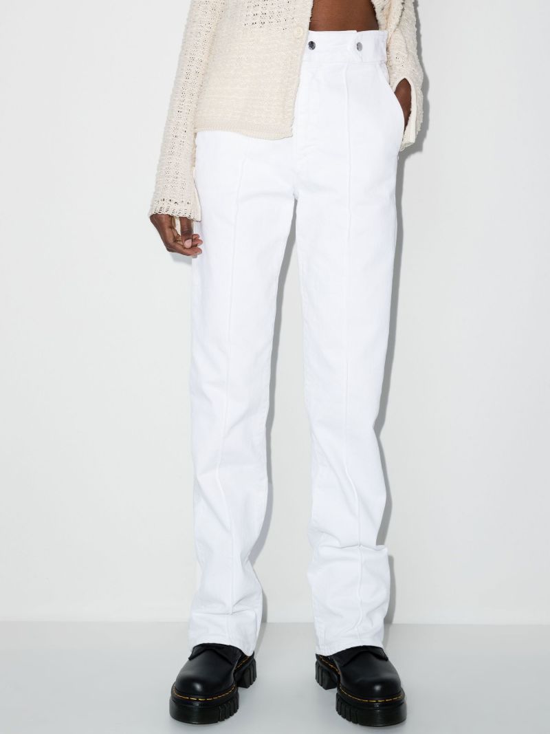 White Luana Flared Cotton Trousers