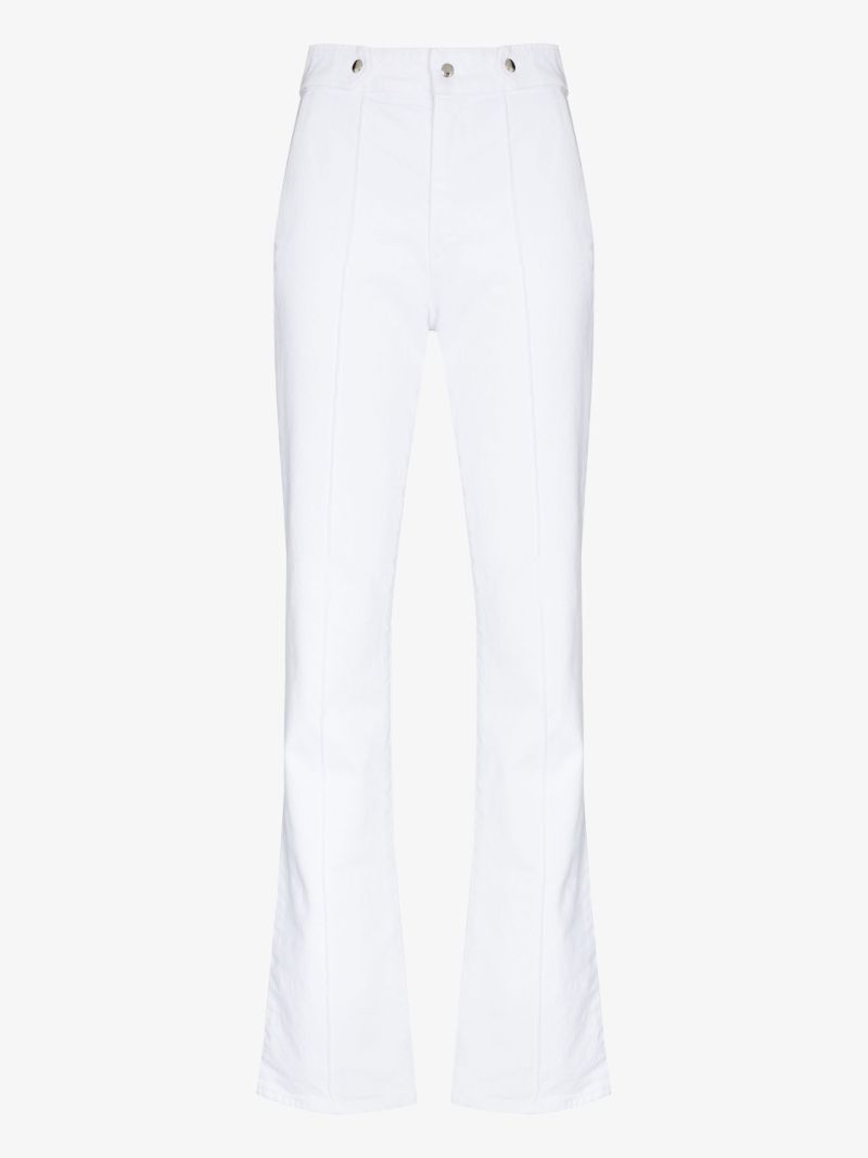 White Luana Flared Cotton Trousers