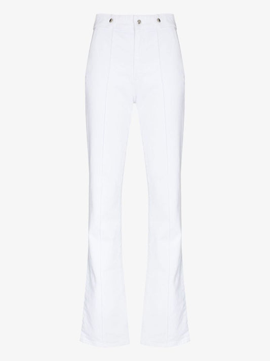 White Luana Flared Cotton Trousers