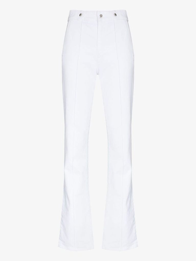 White Luana Flared Cotton Trousers