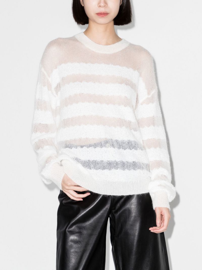 White Agatha Striped Knitted Sweater