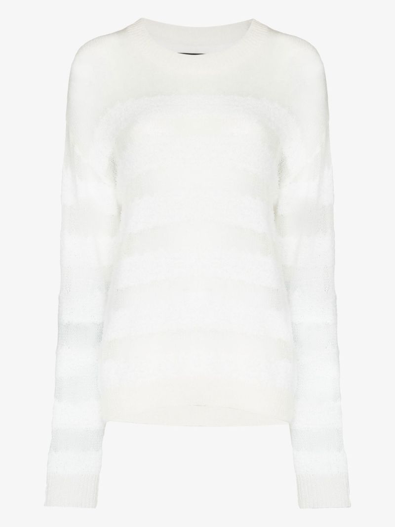 White Agatha Striped Knitted Sweater