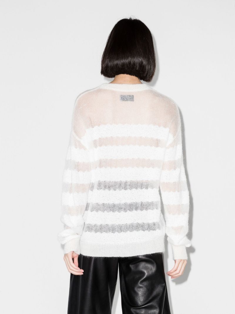 White Agatha Striped Knitted Sweater