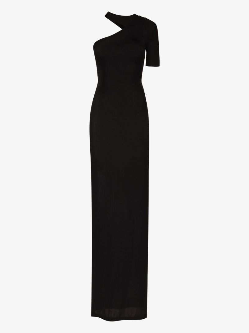 Black Sria One Shoulder Maxi Dress