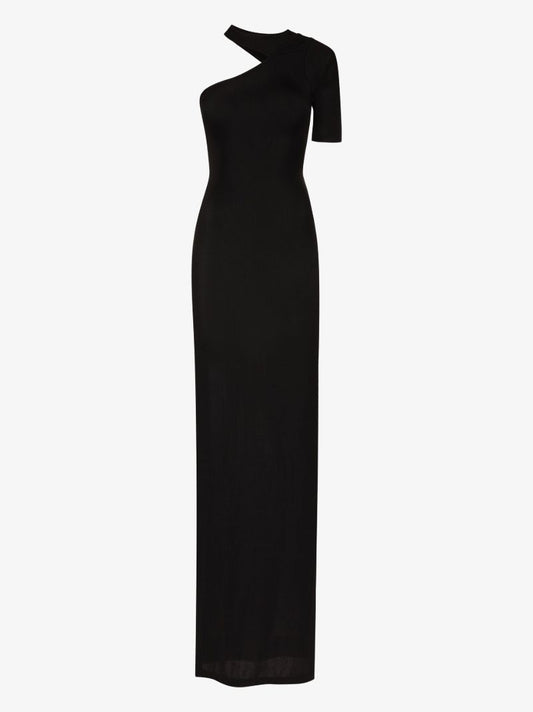 Black Sria One Shoulder Maxi Dress