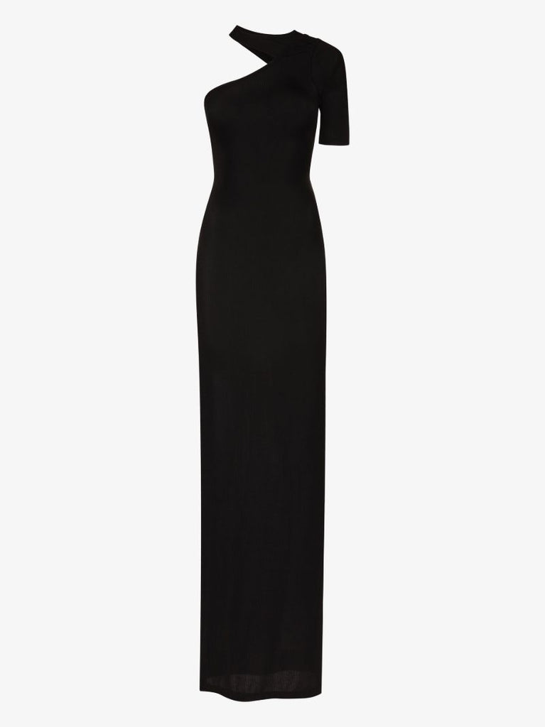 Black Sria One Shoulder Maxi Dress