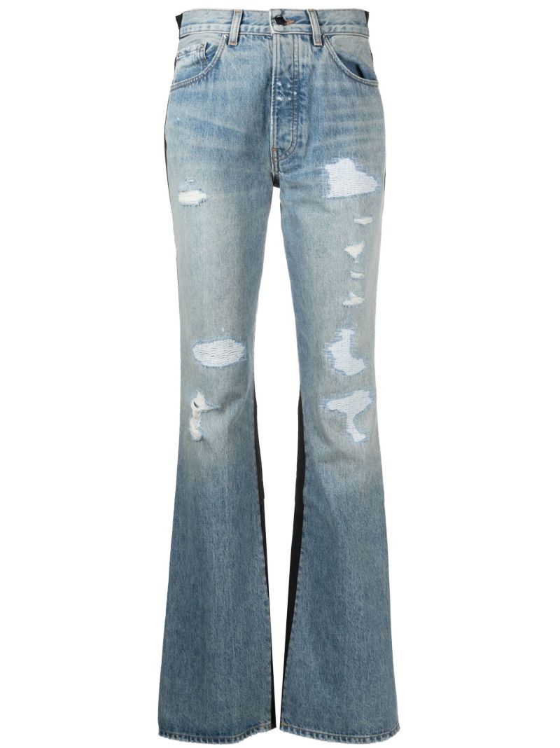 Blue and Black Combo Panelled Bootcut Jeans