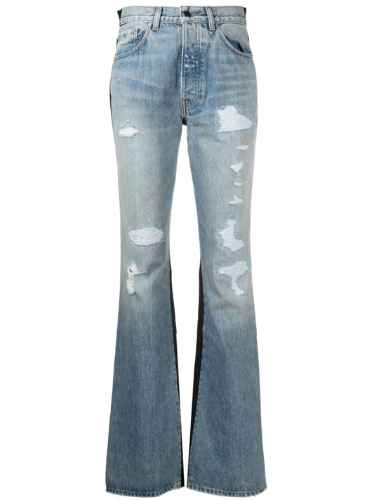 Blue and Black Combo Panelled Bootcut Jeans