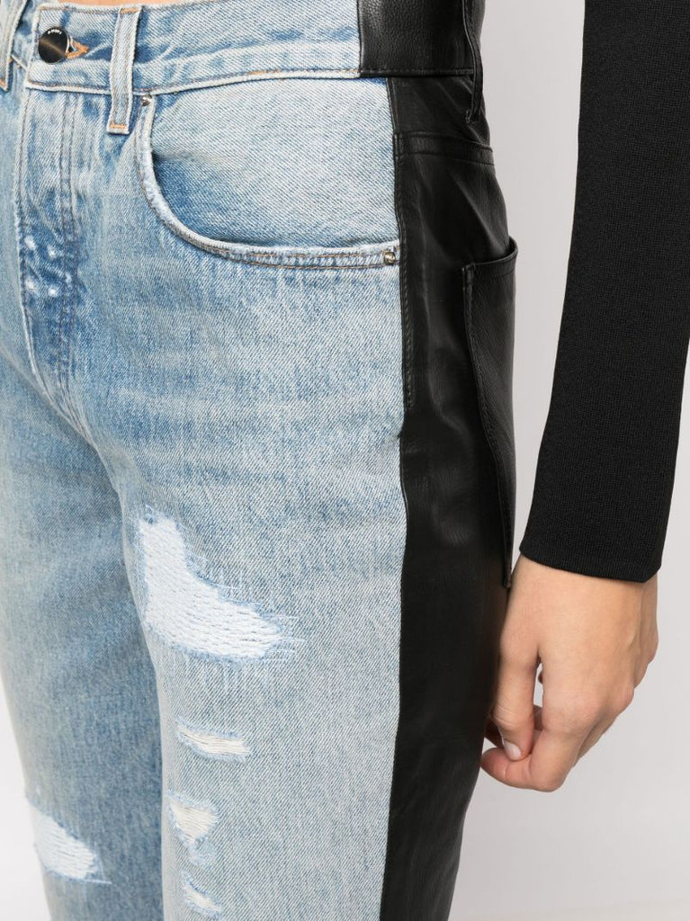 Blue and Black Combo Panelled Bootcut Jeans