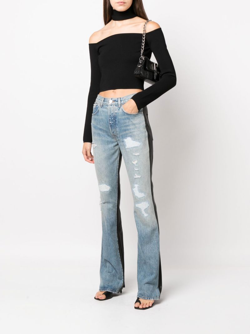 Blue and Black Combo Panelled Bootcut Jeans