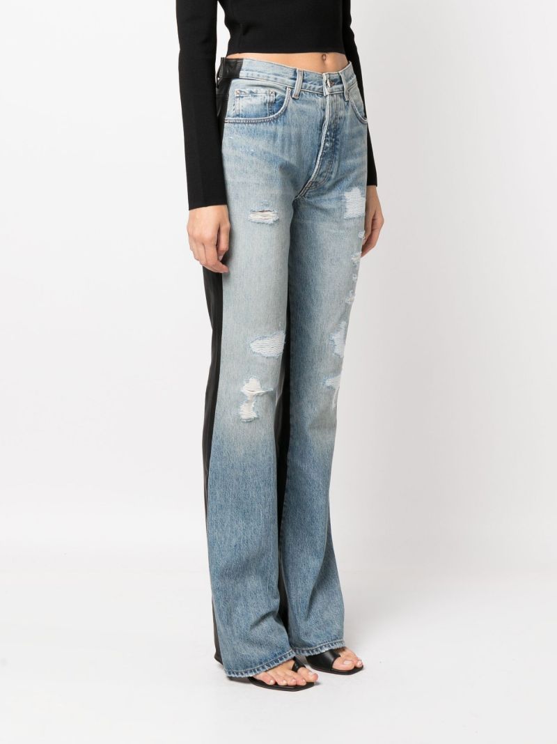 Blue and Black Combo Panelled Bootcut Jeans