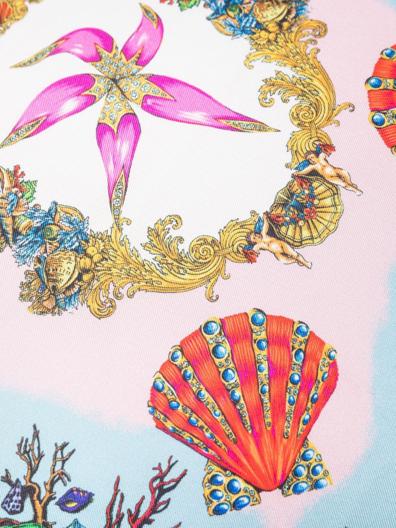 Pink Seaside Printed Silk Cushion