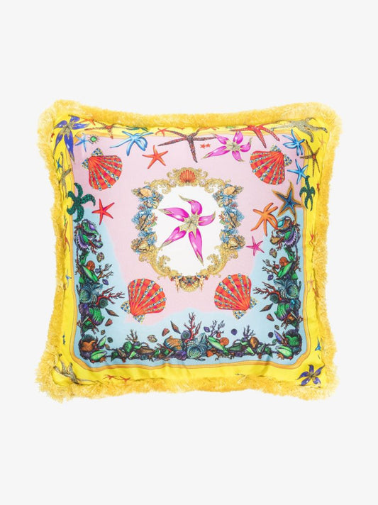 Pink Seaside Printed Silk Cushion