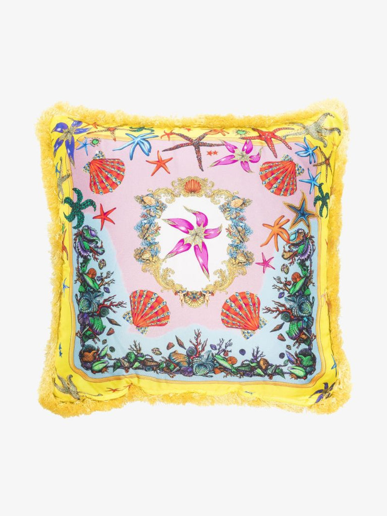 Pink Seaside Printed Silk Cushion