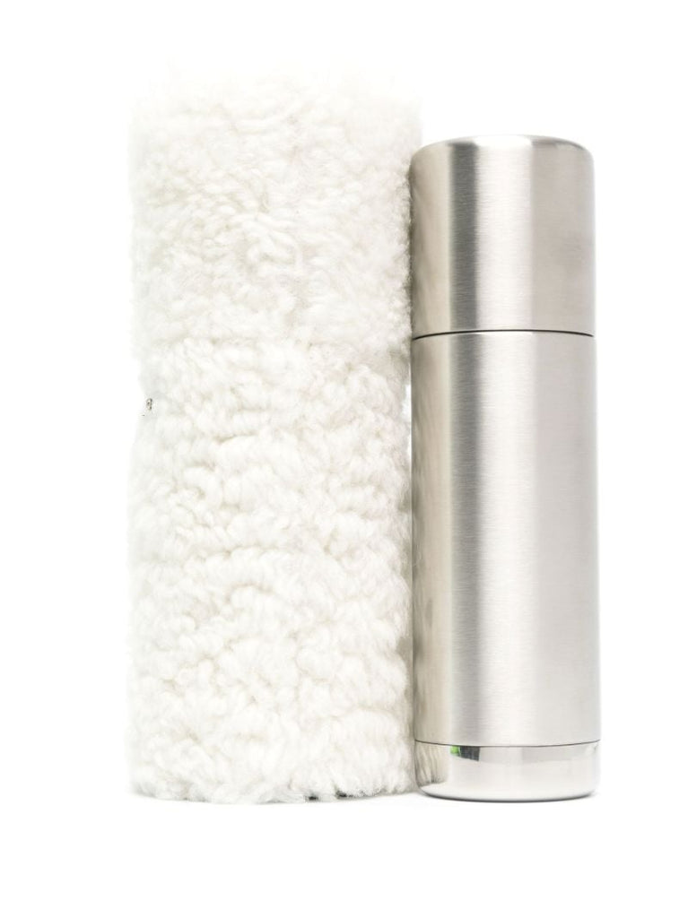 Neutral Thermos Bottle and Shearling Case