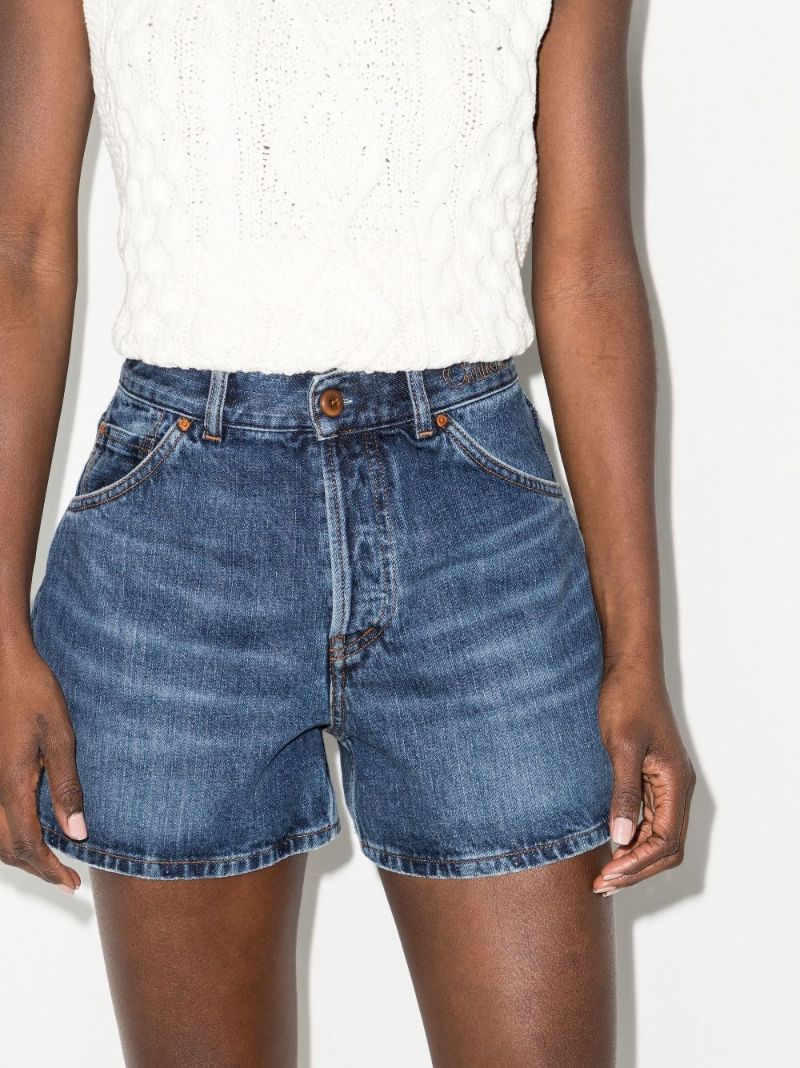 Blue Kadovar High-rise Cotton Denim Shorts