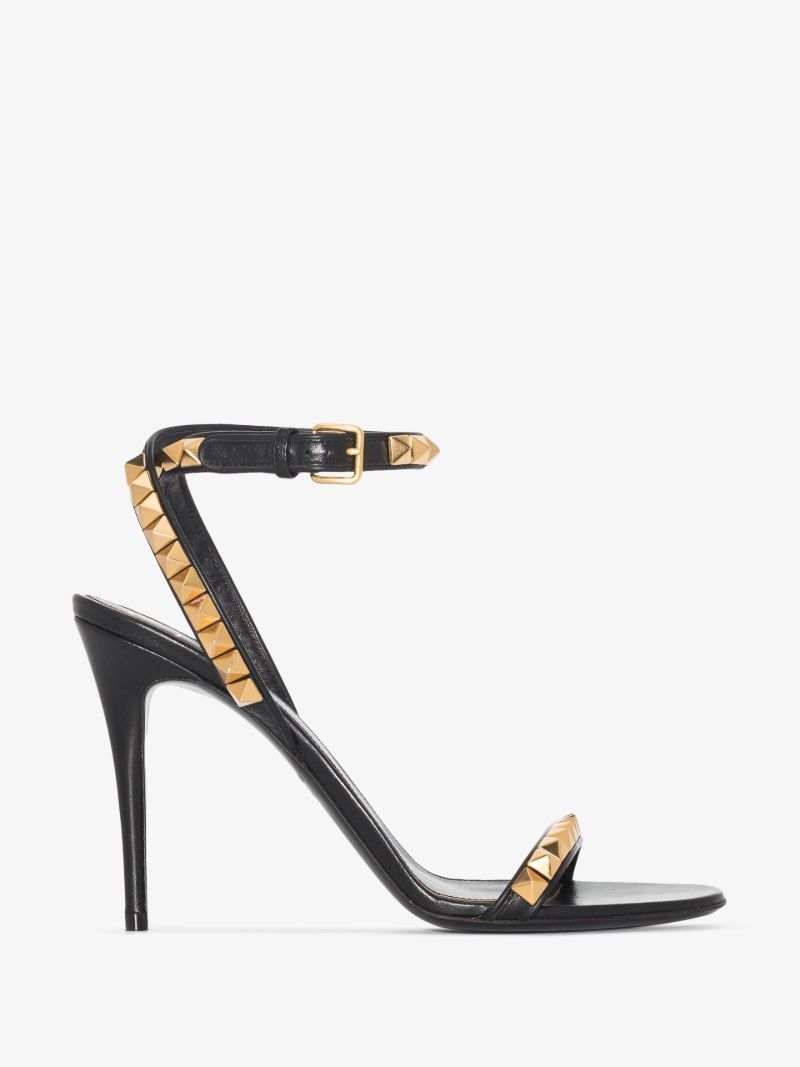 Black Rockstud No Limit 100 Leather Sandals