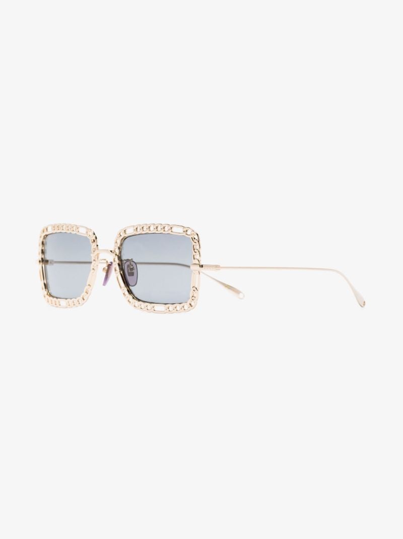 Gold Tone Square Frame Sunglasses