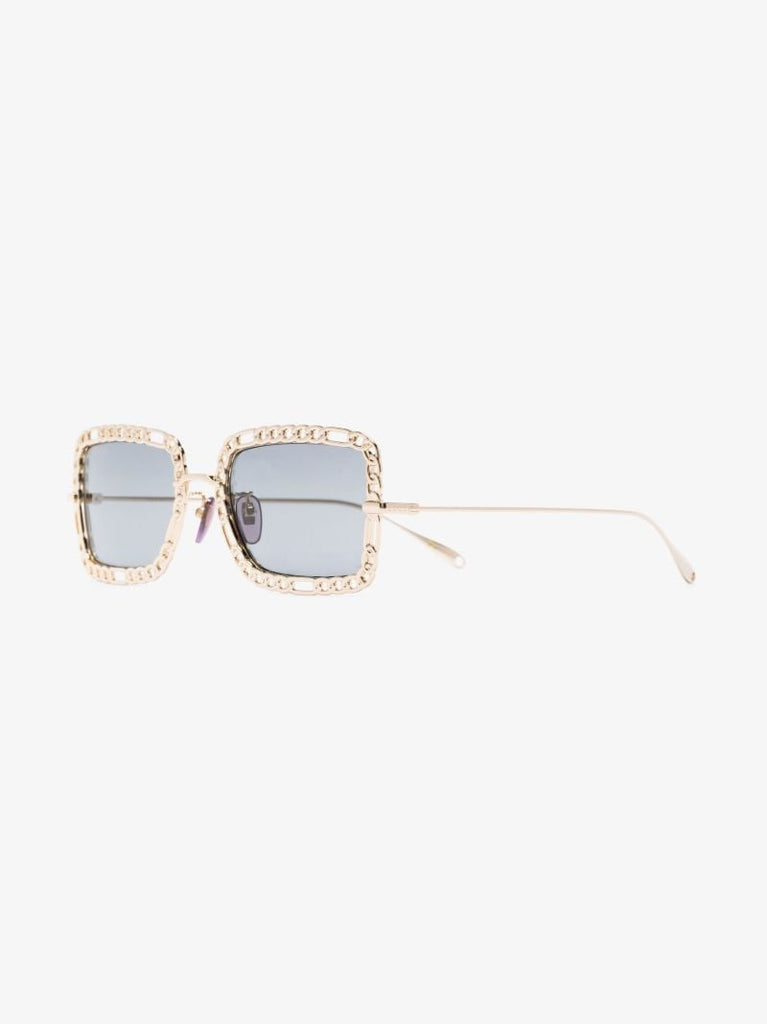 Gold Tone Square Frame Sunglasses