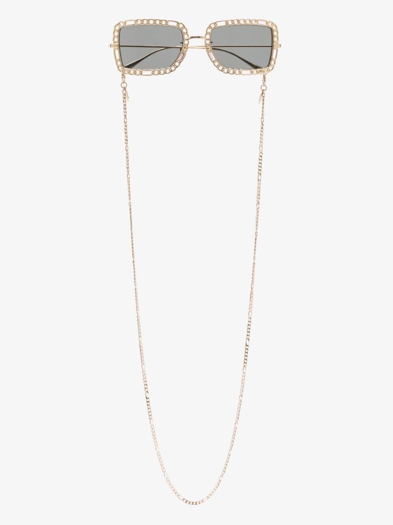Gold Tone Square Frame Sunglasses