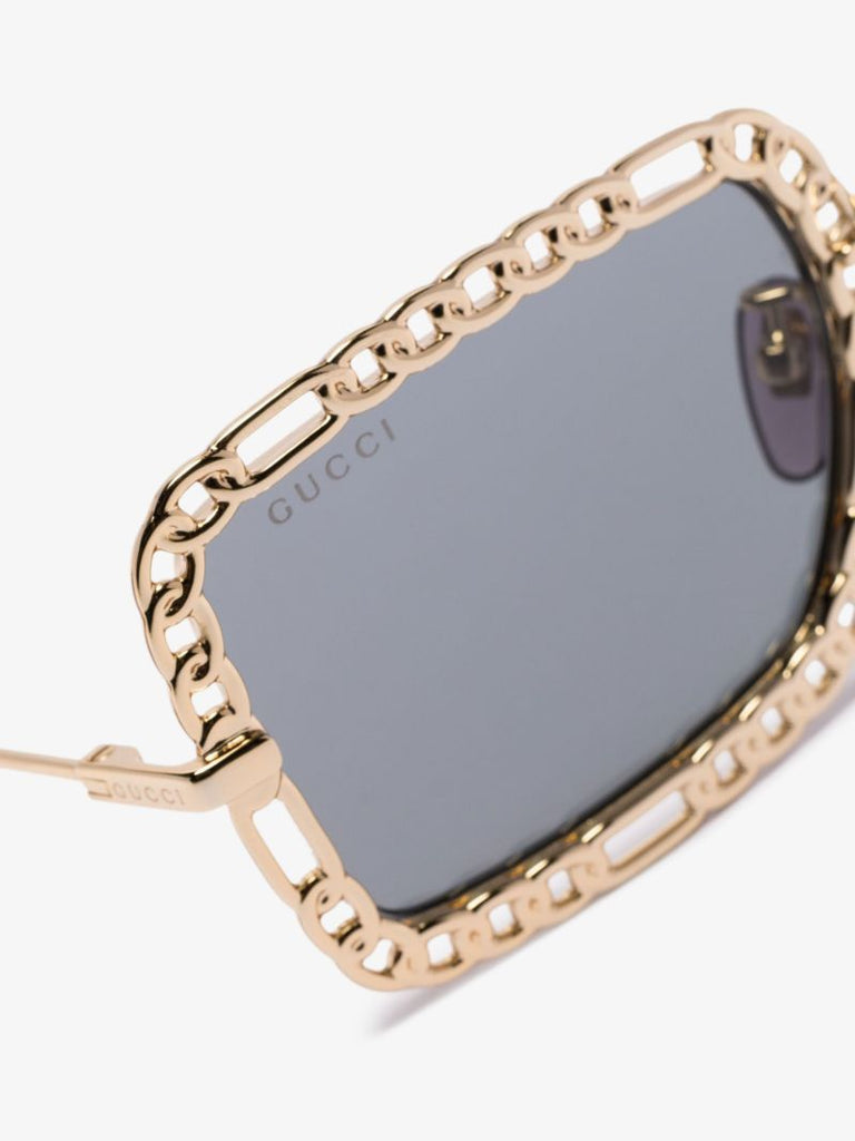 Gold Tone Square Frame Sunglasses
