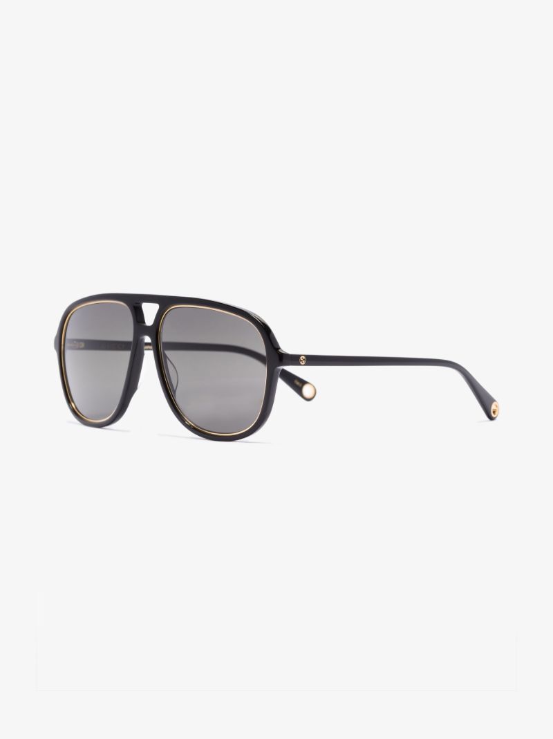 Black Aviator-style Sunglasses