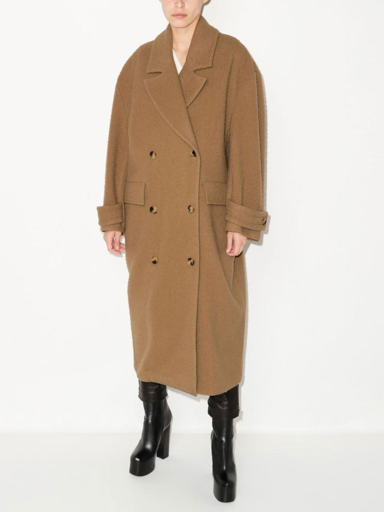 Brown Double-breasted Long Wool Coat