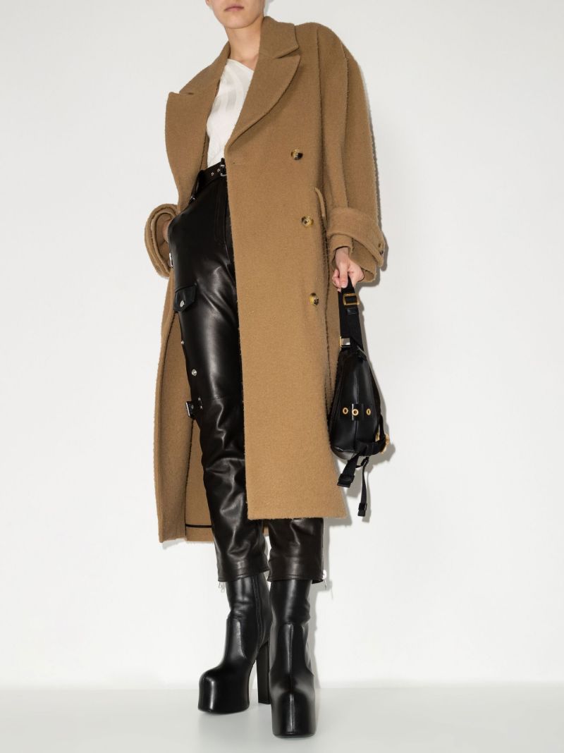 Brown Double-breasted Long Wool Coat