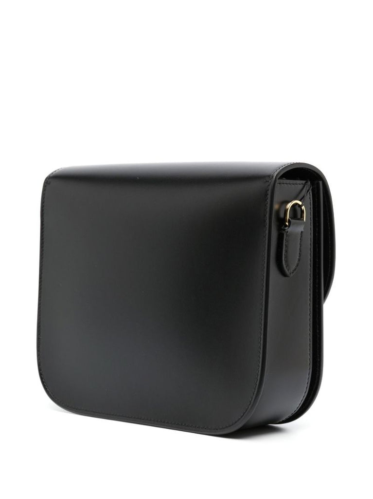Black Note Medium Leather Shoulder Bag
