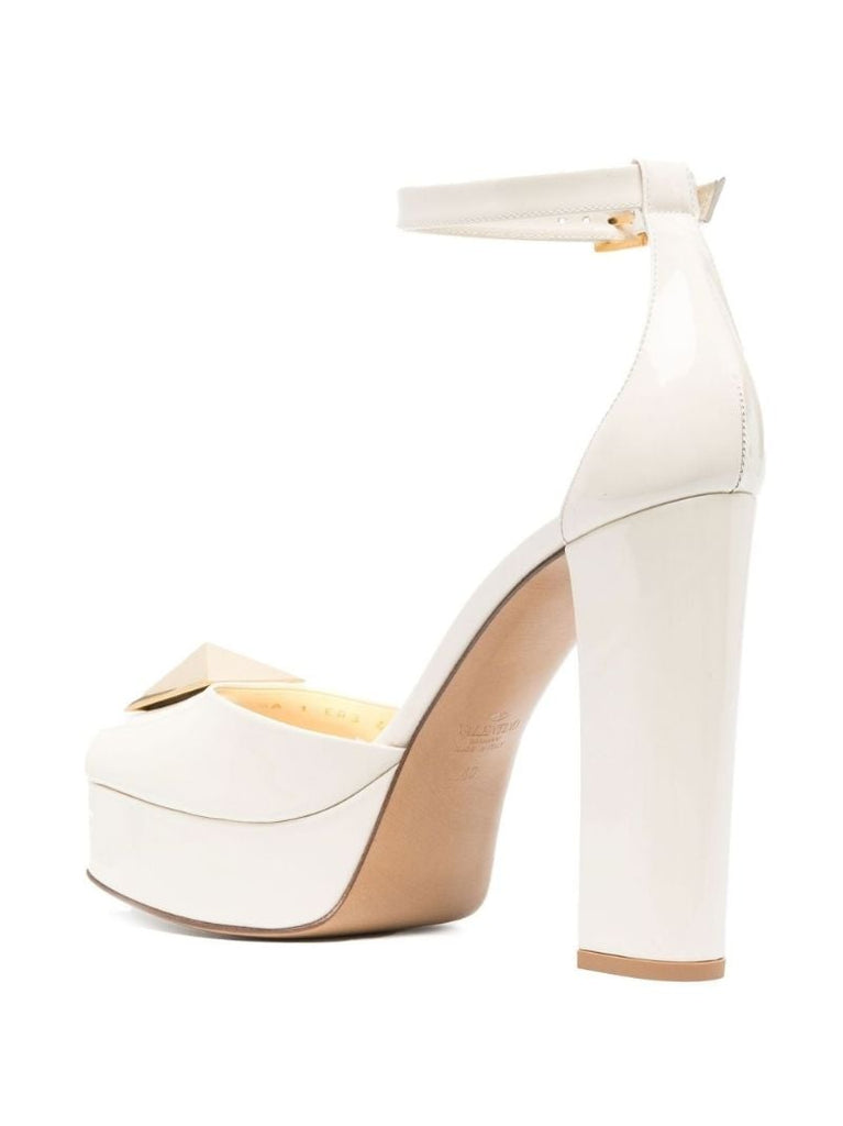 White Roman Stud 135 Patent Leather Platform Sandals