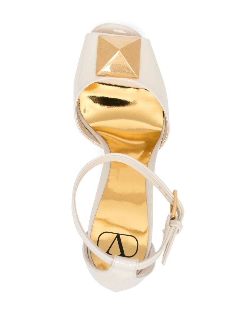 White Roman Stud 135 Patent Leather Platform Sandals