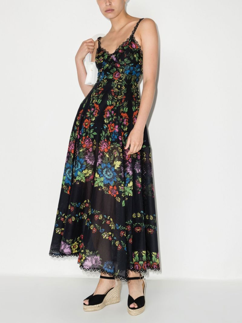 Black Iraso Floral Print Midi Dress