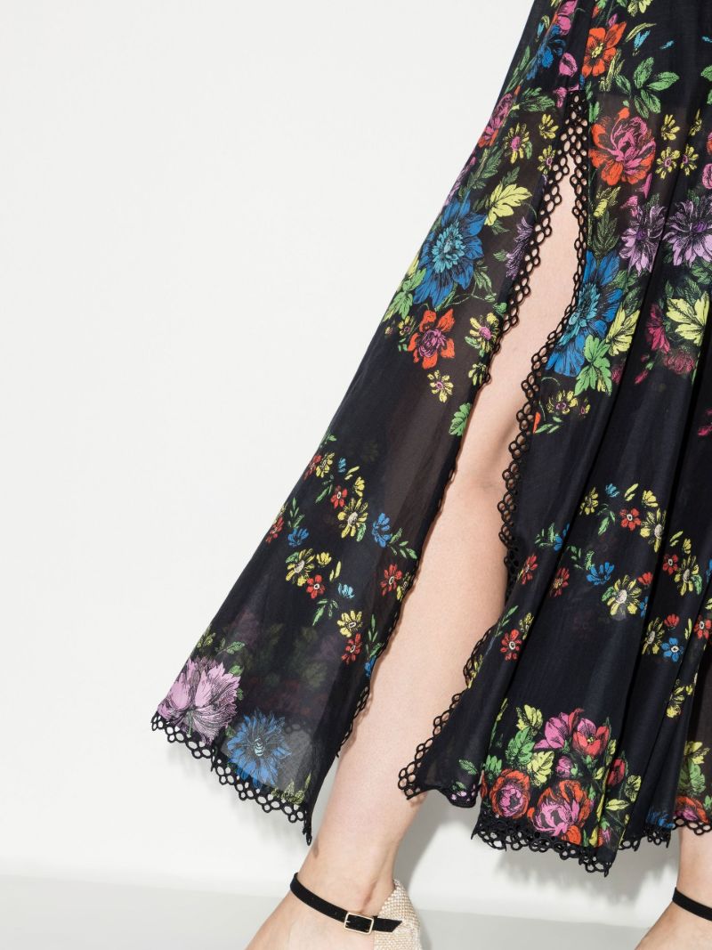 Black Iraso Floral Print Midi Dress