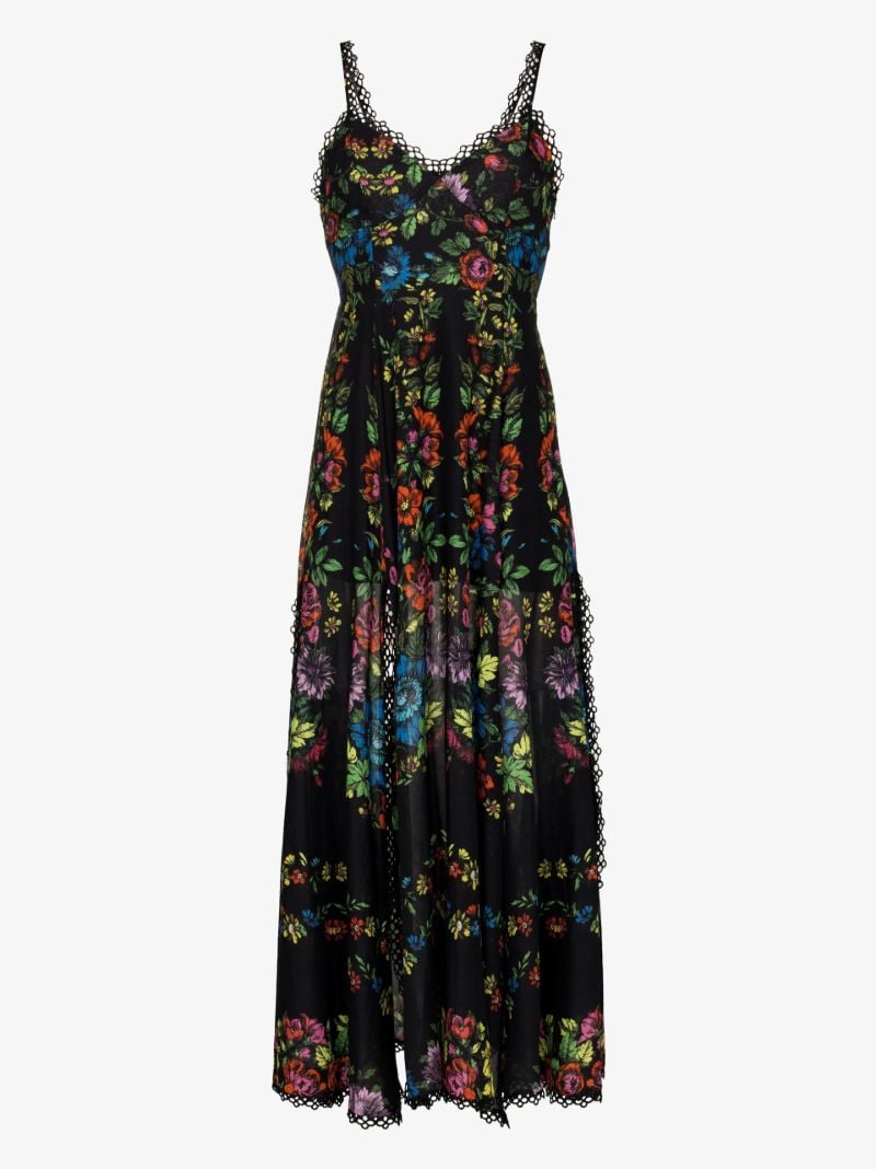 Black Iraso Floral Print Midi Dress