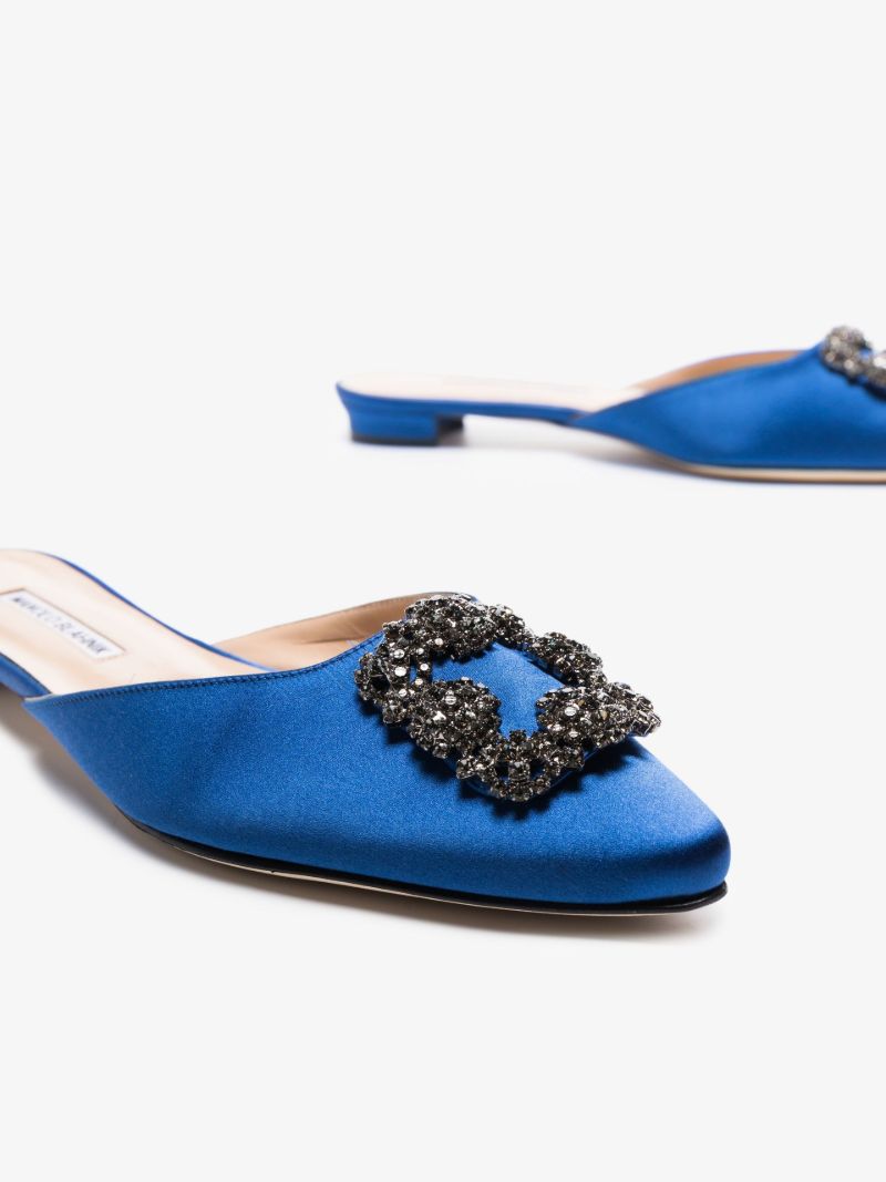 Blue Hangisi Satin Flat Mules