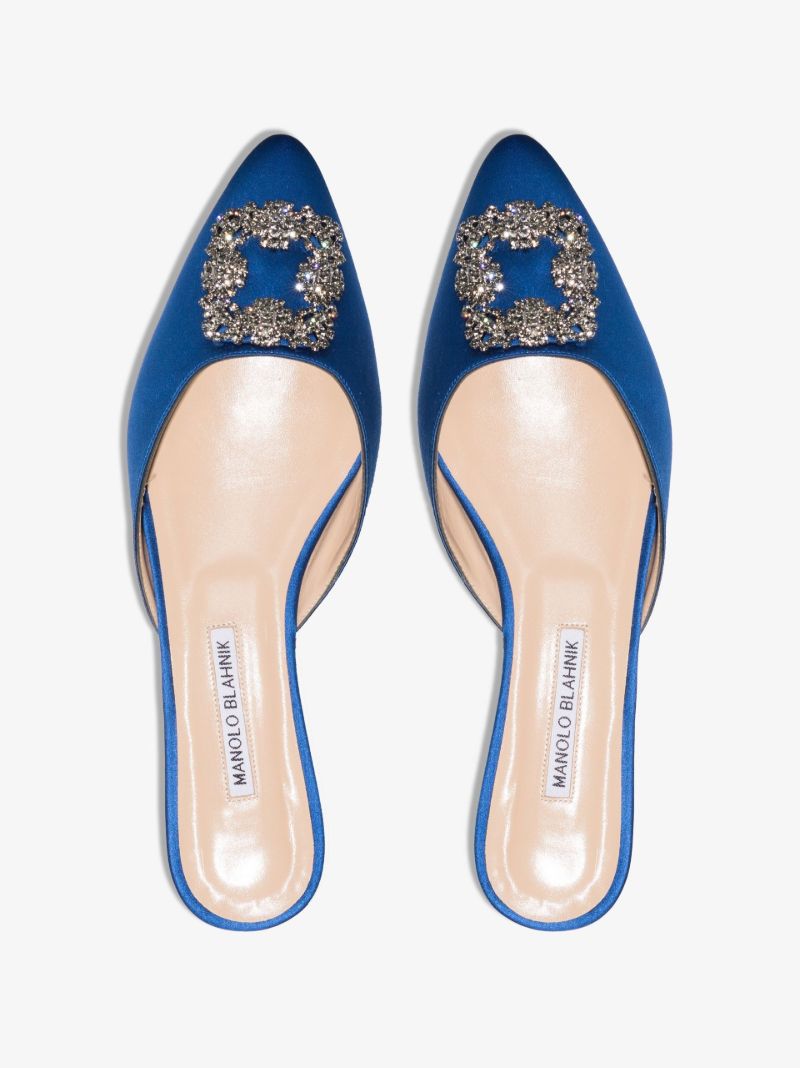Blue Hangisi Satin Flat Mules