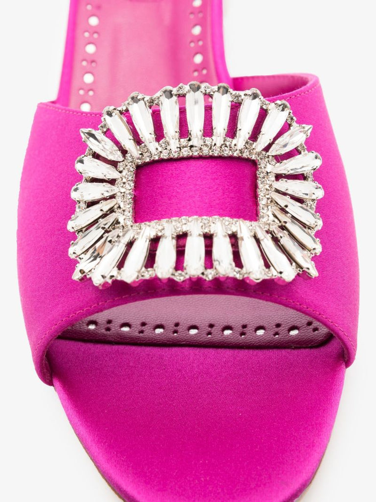 Pink Laalita 50 Crystal Satin Mules