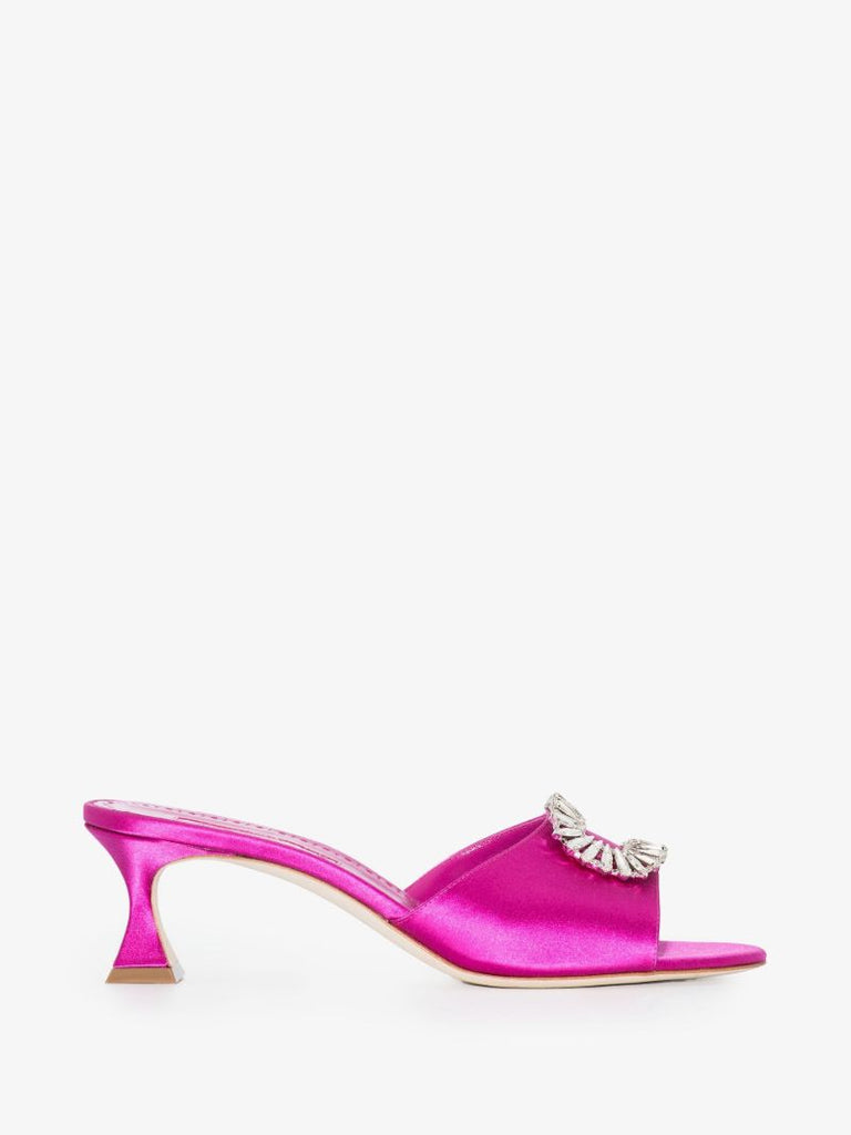 Pink Laalita 50 Crystal Satin Mules