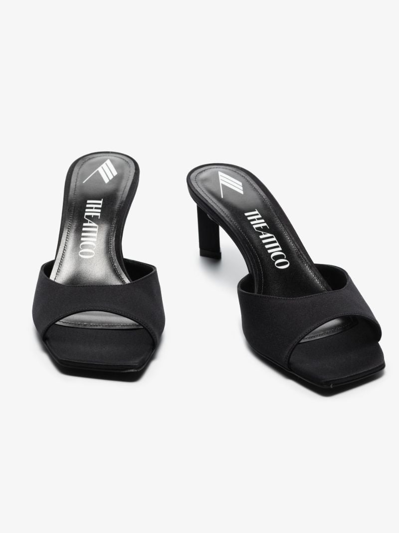Black Kaia 55 Crystal Satin Mules