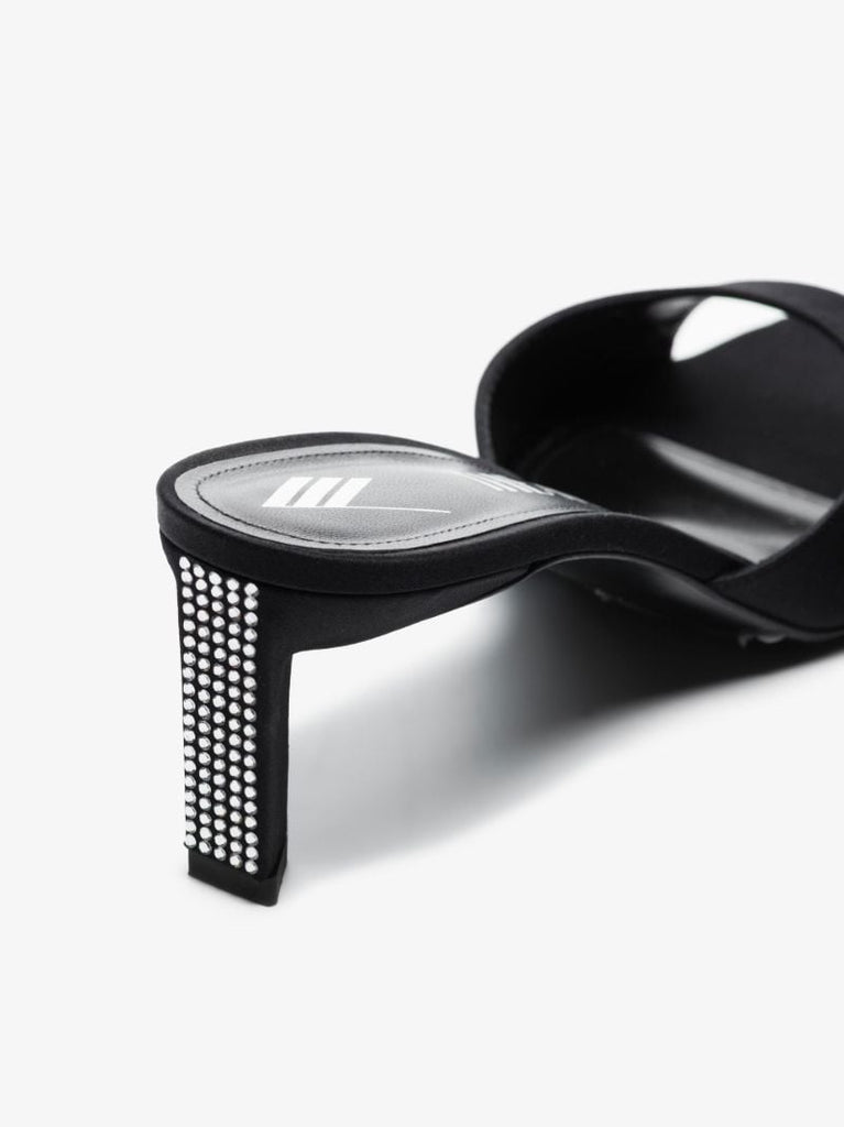 Black Kaia 55 Crystal Satin Mules