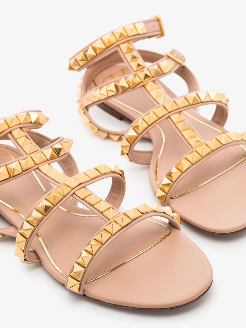 Pink Rockstud No Limit Caged Leather Sandals